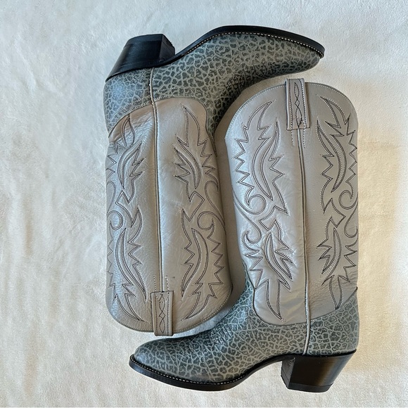 Dan Post Gray Western Patterned Cowboy Boots - Picture 8 of 8